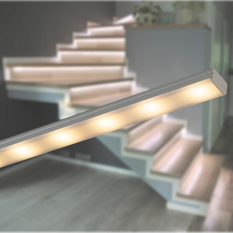 Goulotte LED en aluminium - Blanche - 800 mm - éclairage d’escalier - 15 pièces