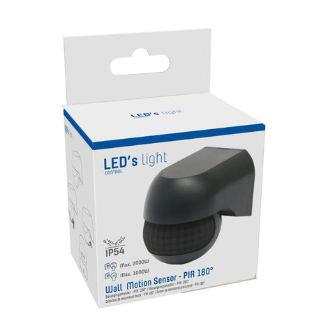 Détecteur de mouvement 2-en-1 LED's Light avec une portée de 12 mètres - Pour intérieur et extérieur - Montage mural - Noir