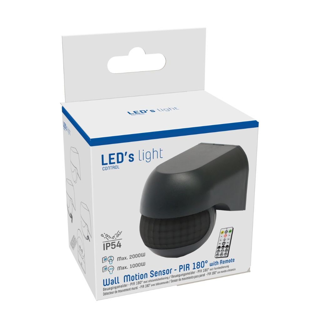 Détecteur de mouvement 2-en-1 LED's Light avec télécommande - détecte la pénombre et les mouvements - Noir