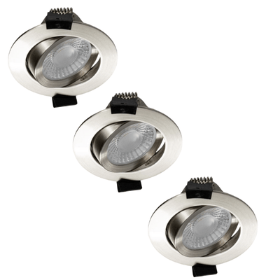 PACK DE 3 - Spot encastrable LED’s Light PRO downlight Ø 68mm - Inclinable - Résistant aux projections d’eau - Dim to Warm - Acier inoxydable