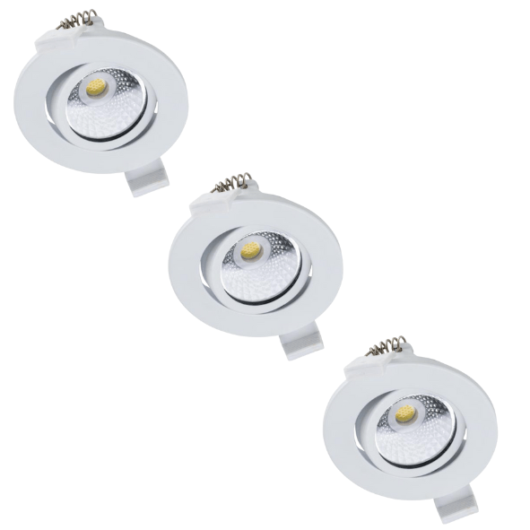 LED Inbouwspot 400 lumen - 3.5W - Warmwit 2700K / Koelwit 4000K / Daglichtwit 6000K - IP65 - Dimbaar - Wit - 3 stuks
