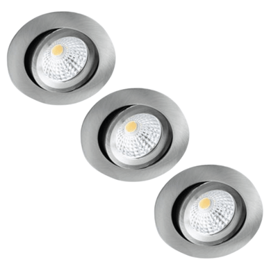PACK DE 3 - Spot LED encastrable LED's Light Pro nickel - DimToWarm - Ø 68mm - Orientable - Lumière blanc chaud - CRI95