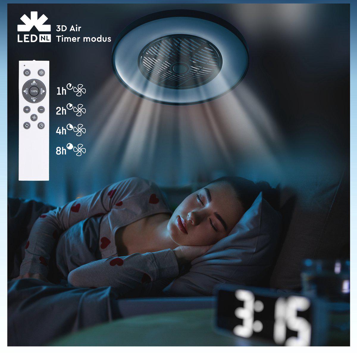 LED plafondventilator 3D Air premium 4300 lumen - 37W - instelbaar 2000K-4000K - afstandsbediening - Lumileds - 60cm - zwart/wit