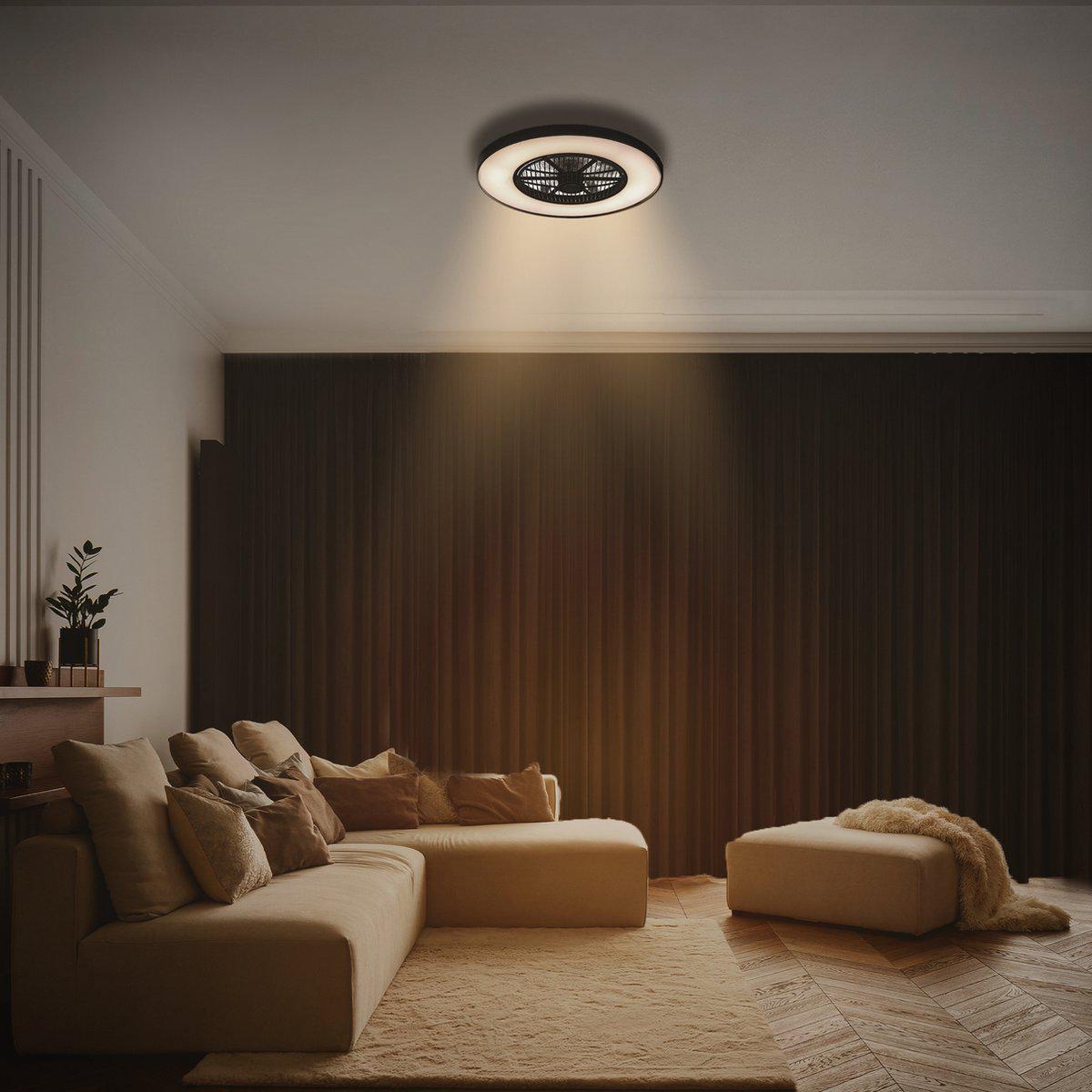 LED plafondventilator 3D Air premium 4300 lumen - 37W - instelbaar 2000K-4000K - afstandsbediening - Lumileds - 60cm - zwart/wit