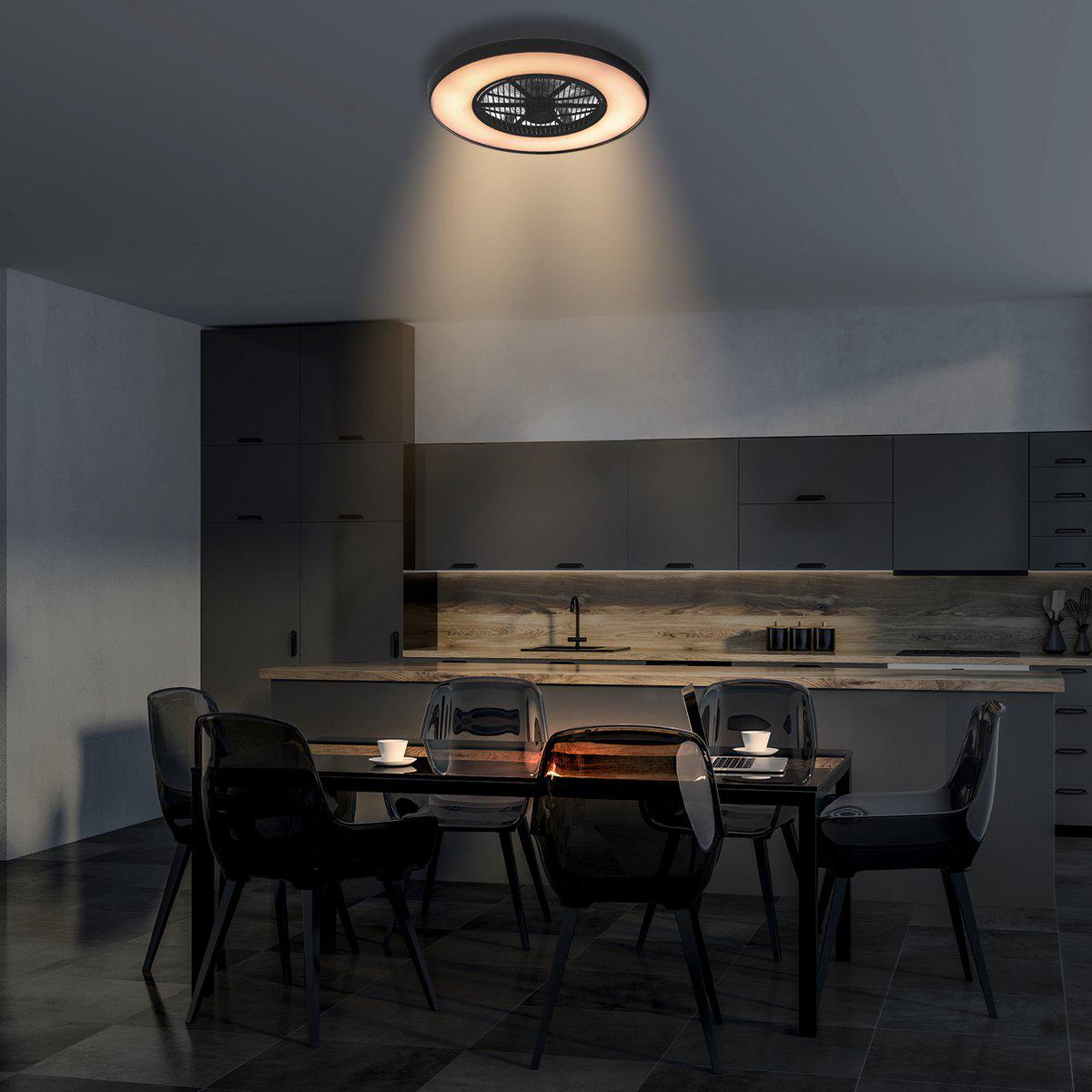 LED plafondventilator 3D Air premium 4300 lumen - 37W - instelbaar 2000K-4000K - afstandsbediening - Lumileds - 60cm - zwart/wit