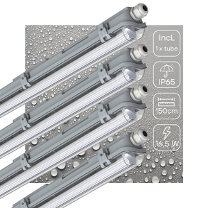 Réglette LED TL, 3060 lumens – 16,5 W – Blanc froid 4000 K – 150 cm – IP65 – IK08 – Marquage D – 4 pièces