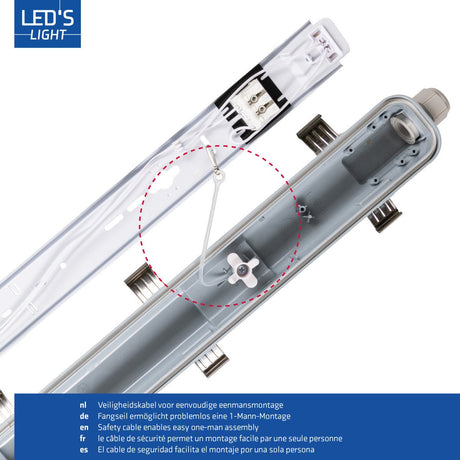 LED Vochtbestendig armatuur 1110 lumen - 6W - Koelwit 4000K - IP65 - IK08 - 60cm - 4 stuks