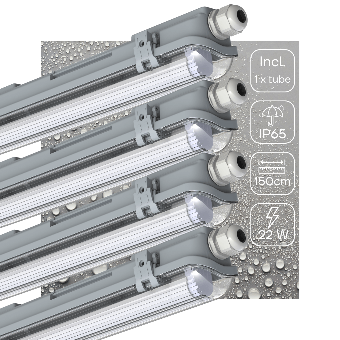 4 PACK - LED's Light LED TL armatuur 150 cm compleet met LED TL buis - 2880lm