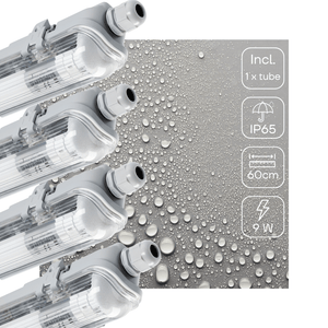 Réglette LED étanche 900 lumens - 9W - Blanc froid 4000K - IP65 - 60cm - 4 pièces