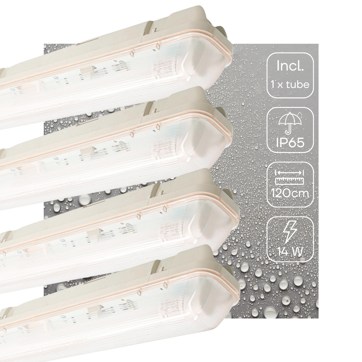 LED TL Armatuur 2100 Lumen - 14W - Koelwit - Bewegingssensor - IP65 Waterdicht - 120cm - 4 stuks