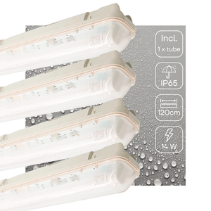 Réglette LED 2100 lumens - 14W - Blanc froid - Capteur de mouvement - Étanche IP65 - 120cm - 4 pièces