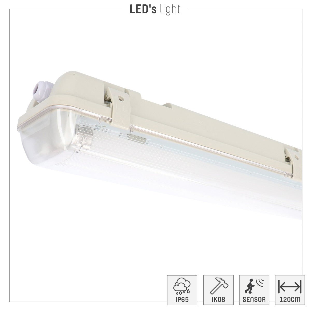 LED Vochtbestendig Armatuur met Sensor 120cm 4200 Lumen - 28W - Koelwit 4000K - IP65 - 2 stuks