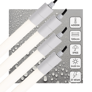 Luminaire LED TL 2420 lumens - 21W - Blanc froid 4000K - 120cm - IP65 étanche - IK06 - 4 pièces