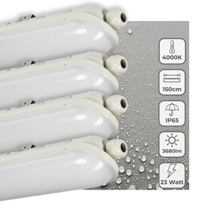 LED TL Armatuur Pro 3680 lumen - 23W - Koelwit 4000K - 150cm - IP65 Waterdicht - IK08 Slagvast - Koppelbaar - 4 stuks