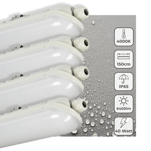 LED TL-armatuur 6400 lumen - 40W - Koelwit 4000K - IP65 Waterdicht - 150cm - 4 stuks