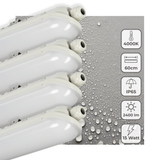 Réglette LED étanche 2400 lumens - 15W - Blanc froid 4000K - 60cm - IP65 - IK08 - 4 pièces