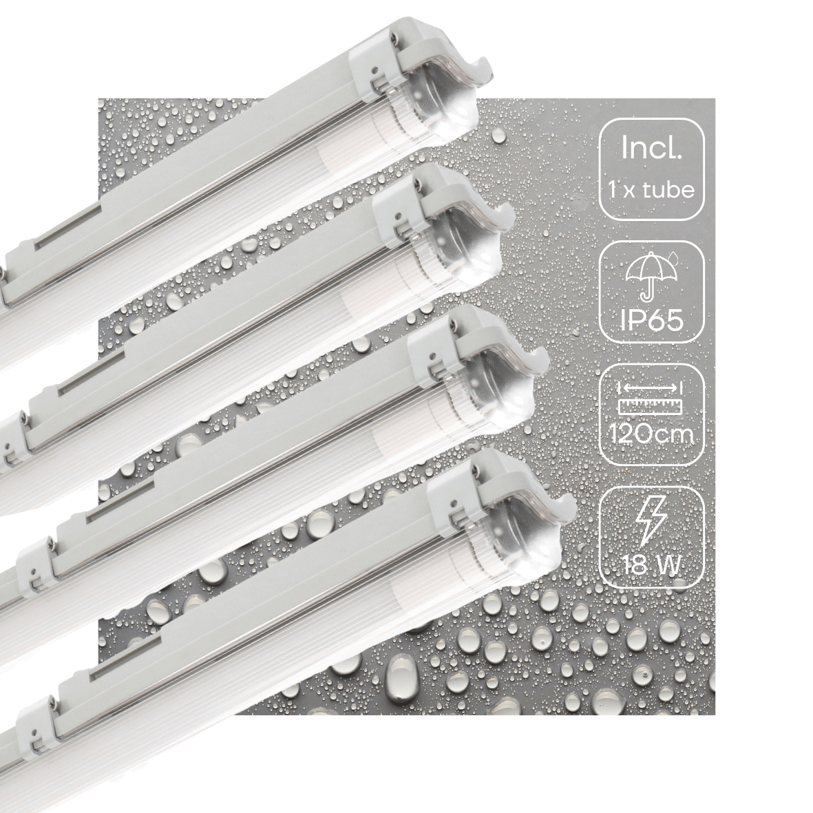 LED TL Armatuur 1890 Lumen - 18W - Koelwit - 120cm - IP65 - Waterdicht - Stofdicht - 4 Stuks