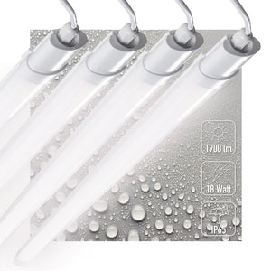 LED TL-armatuur 1900 lumen - 18W - Koelwit 4000K - IP65 Waterdicht - IK08 Slagvast - 120cm - 4 stuks