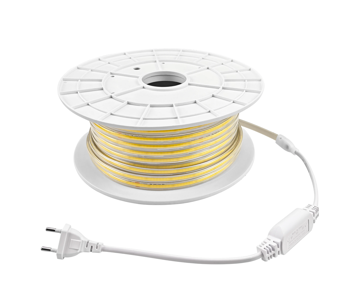 COB LED Lichtslang 230V - Warmwit 3000K - 10W/m - 1000lm/m - IP65 - Snijbaar - 50m rol