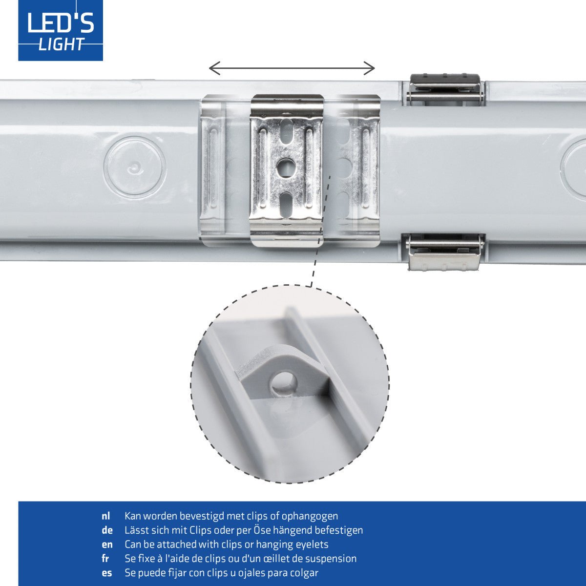 Réglette LED résistante à l’humidité double, 2220 lumens – 12 W – Blanc froid 4000 K – IP65 – 60 cm – Avec tubes remplaçables – 2 pièces