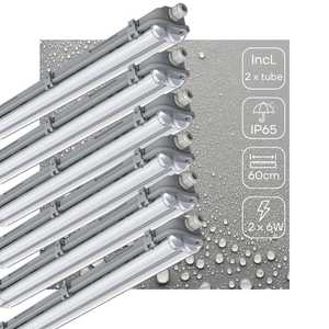 LED Vochtbestendig armatuur 2220 lumen - 12W - Koelwit 4000K - IP65 - Dubbele buis 60cm - 6 stuks