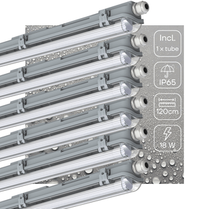 Luminaire LED résistant à l’humidité 2160 lumens - 18W - Blanc lumière du jour 6500K - IP65 - 120cm - 6 pièces