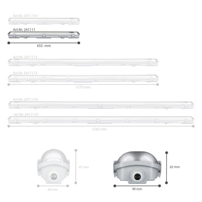Luminaire LED résistant à l’humidité 1800 lumens - 18W - Blanc froid 4000K - IP65 - double - 60cm - 4 pièces
