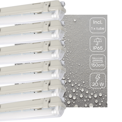 Réglette LED étanche avec capteur à micro-ondes 150cm - 3100 lumens - 20W - Blanc froid 4000K - IP65 - 6 pièces