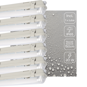 LED Vochtbestendig armatuur met microgolf sensor 150cm - 3100 lumen - 20W - Koelwit 4000K - IP65 - 6 stuks