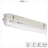 LED TL Armatuur 3100 lumen - 150cm - 20W - Koelwit 4000K - Microgolf Sensor - Daglichtsensor - IP65 Waterdicht - IK08 - 2 Stuks