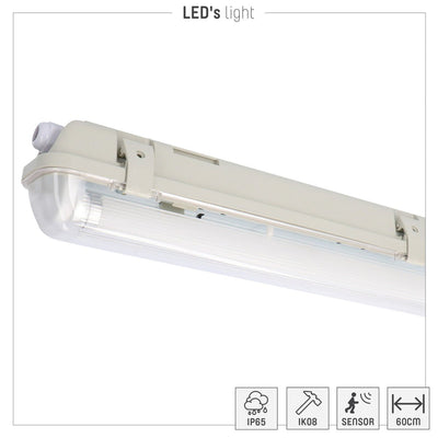 Réglette LED 2100 lumens - 14W - Blanc froid - Capteur de mouvement - Étanche IP65 - 120cm - 4 pièces
