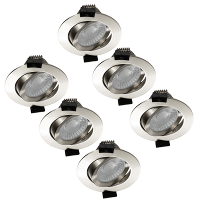 PACK DE 6 - Spot encastrable LED’s Light PRO downlight Ø 68mm - Inclinable - Résistant aux projections d’eau - Dim to Warm - Acier inoxydable