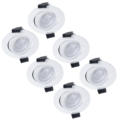 PACK DE 6 - Spot LED encastrable LED's Light PRO Ø 68mm - Résistant aux projections d'eau - Dimmable - Universel - Blanc