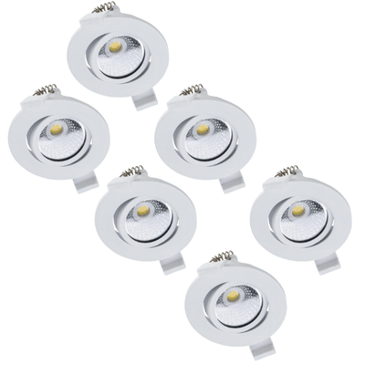 PACK DE 6 - Spot LED encastrable LED's Light PRO 68 mm - Intérieur et extérieur - 3 couleurs de lumière - Lumière variable - Blanc