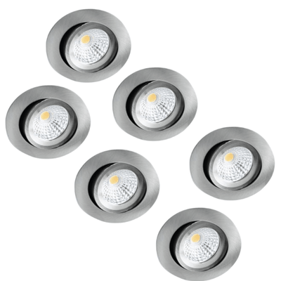 PACK DE 6 - Spot LED encastrable LED’s Light Pro nickel - DimToWarm - Ø 68mm - Inclinable - Lumière blanc chaud - CRI95