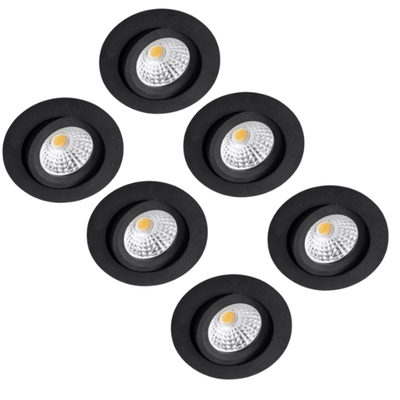 PACK DE 6 - Spot LED encastrable LED's Light Pro noir - DimToWarm - Ø 68mm - Orientable - Lumière blanc chaud - CRI95 - Variable