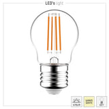 LED Filament Lamp 470 lumen - 4,5W - Warmwit 2700K - E27 - G45 Kogel - Helder Glas - Retro