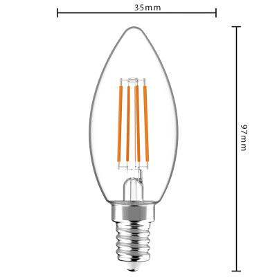 LED Filament Kaarslamp 470 lumen - 4,5W - 2700K - E14 - Helder Glas