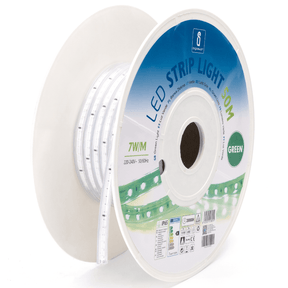 Lichtslang groen, 50 meter, 120 LEDs/meter, 7W/m, sproeidicht IP65, 230V AC