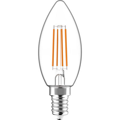 Lampe bougie à filament LED 470 lumens - 4,5W - 2700K - E14 - Verre transparent