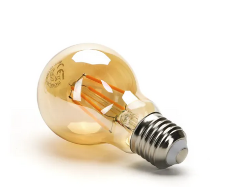 Ampoule 8 W E27 en verre ambré, à l’aspect élégant et à la lueur chaleureuse pour un éclairage convivial