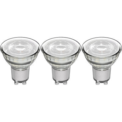 Spot LED GU10 MR16 - Blanc chaud 2700K - 4W - 345 lumens - Verre - 3 pièces