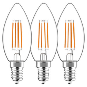 LED Filament Kaars E14 - 470 lumen - Warmwit 2700K - 4,5W - 3 stuks