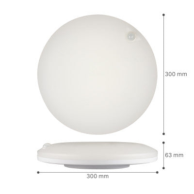 LED Plafondlamp 1600 lumen - 18W - Warmwit 3000K - Bewegingssensor - IP54 - Ø30cm