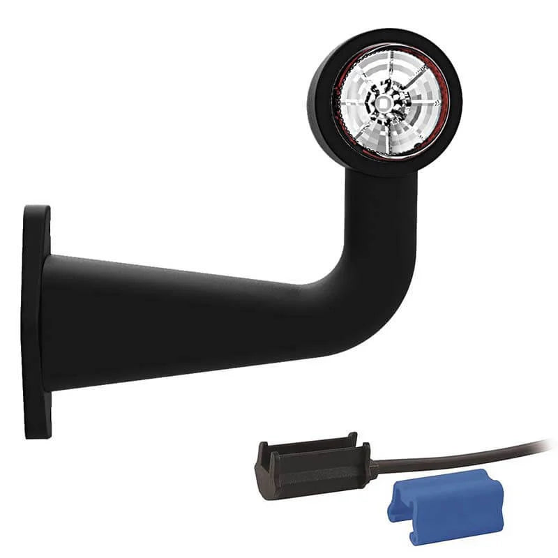 Gauche | feu de gabarit LED avec tige coudée | 12-24v | connecteur 0,75mm². | M10BV-611RW