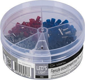 Aderhulzen Assortiment PA-ferrules - 5 Maten 0.5mm² tot 2.5mm² - 225 Stuks - Temperatuurbestendig tot 130°C - Opbergdoos