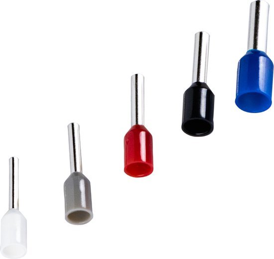 Aderhulzen Assortiment PA-ferrules - 5 Maten 0.5mm² tot 2.5mm² - 225 Stuks - Temperatuurbestendig tot 130°C - Opbergdoos