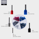 Aderhulzen Assortiment PA-ferrules - 5 Maten 0.5mm² tot 2.5mm² - 225 Stuks - Temperatuurbestendig tot 130°C - Opbergdoos