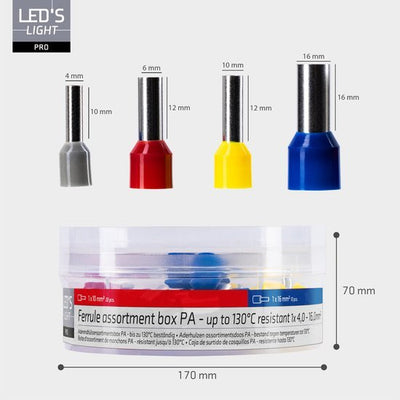 Assortiment d'embouts de câble - 5 tailles de 4mm² à 16mm² - 225 pièces
