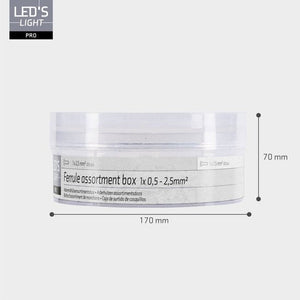 Aderhulzen assortiment set - 5 maten van 0.5mm² tot 2.5mm² - 1100 stuks